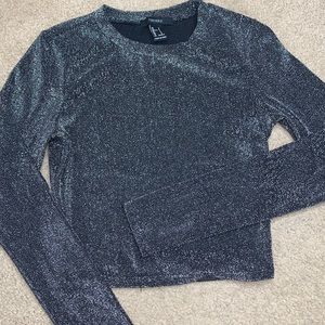 Glittery long sleeve crop top